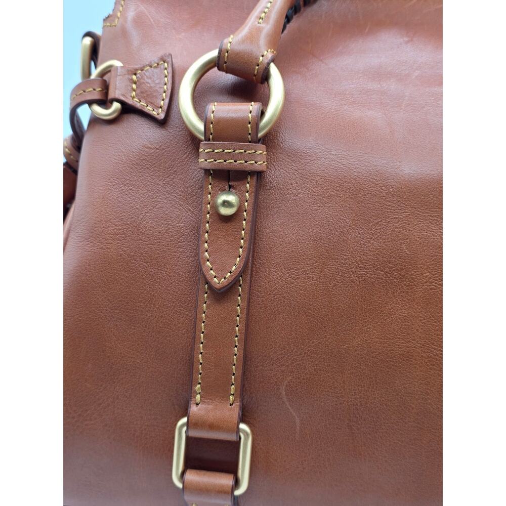 NWT Dooney & Bourke Florentine Leather Satchel Natural Brown Crossbody Bag - Picture 9 of 16
